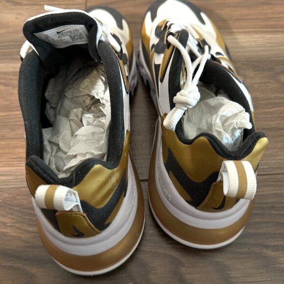 Nike Air Max 270 React White Metallic Gold Black CW7298-100 Men’s Size 10 NEW - Picture 5 of 9